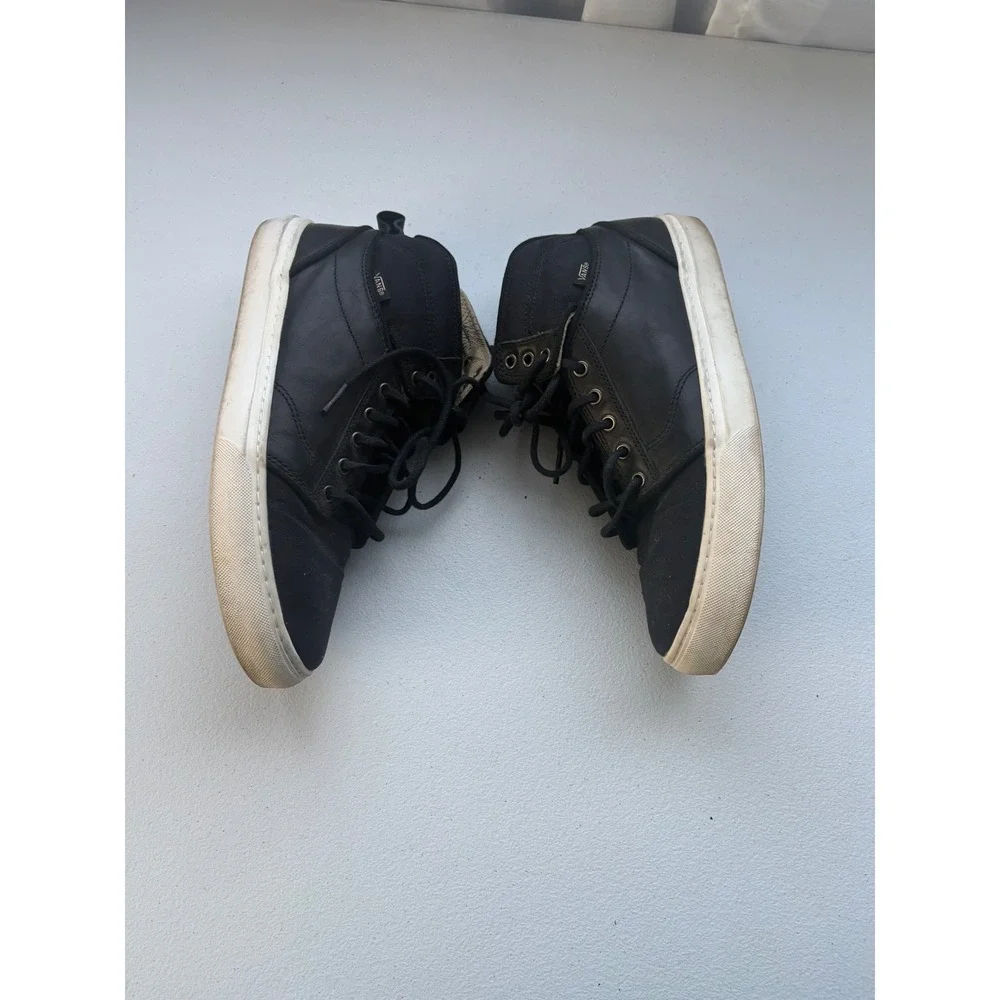 Vans Alomar High Top Sneakers Mens 9 Black Leather Canvas Fish Skeleton Lining - Picture 4 of 7